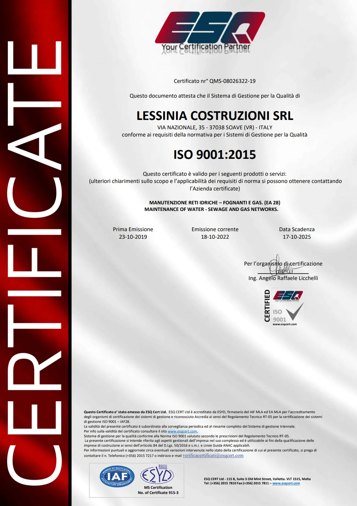 Certificazione ESQ certification partner