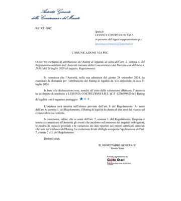 Richiesta di attribuzione di Rating di legalità